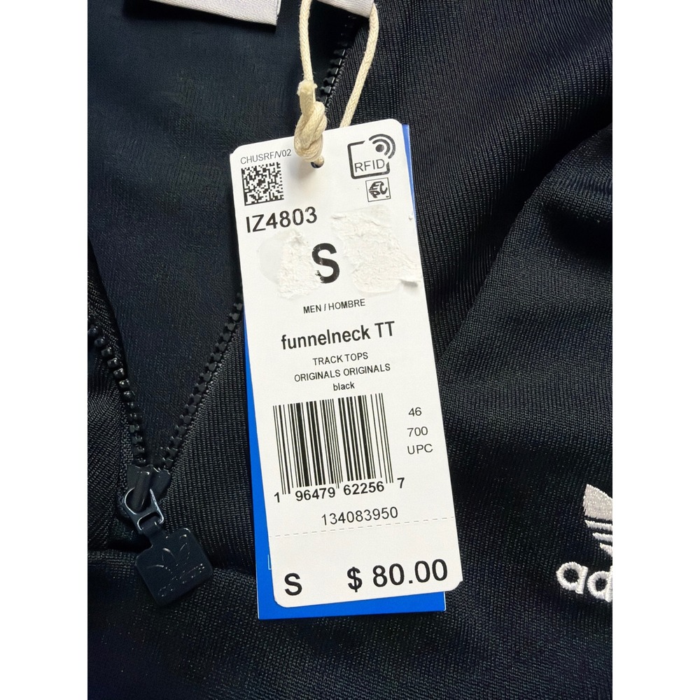Adidas Originals‎ Mens Funnelneck Track Top Black IZ4803 Quarter Zip Jacket S - Picture 4 of 5
